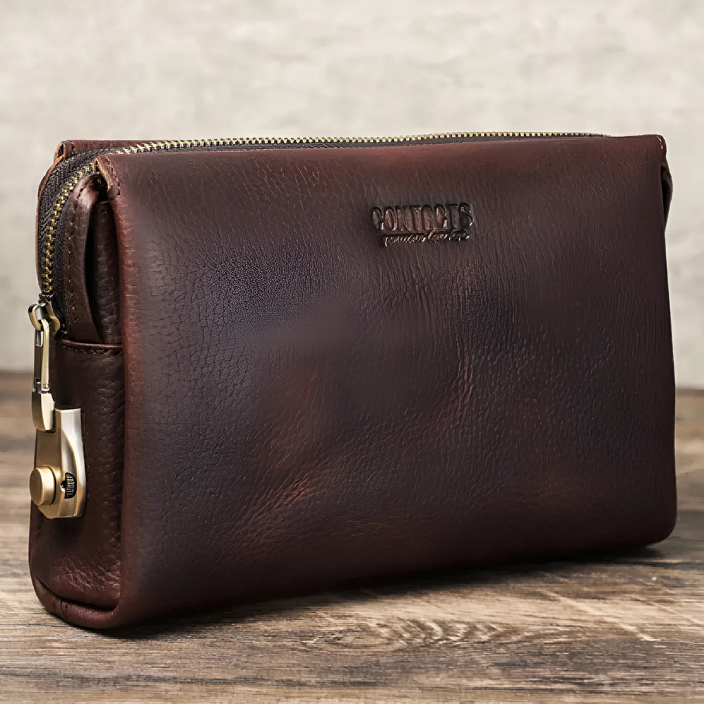 Black Angel first layer cowhide leather men's wallet in black or coffee with anti-theft function