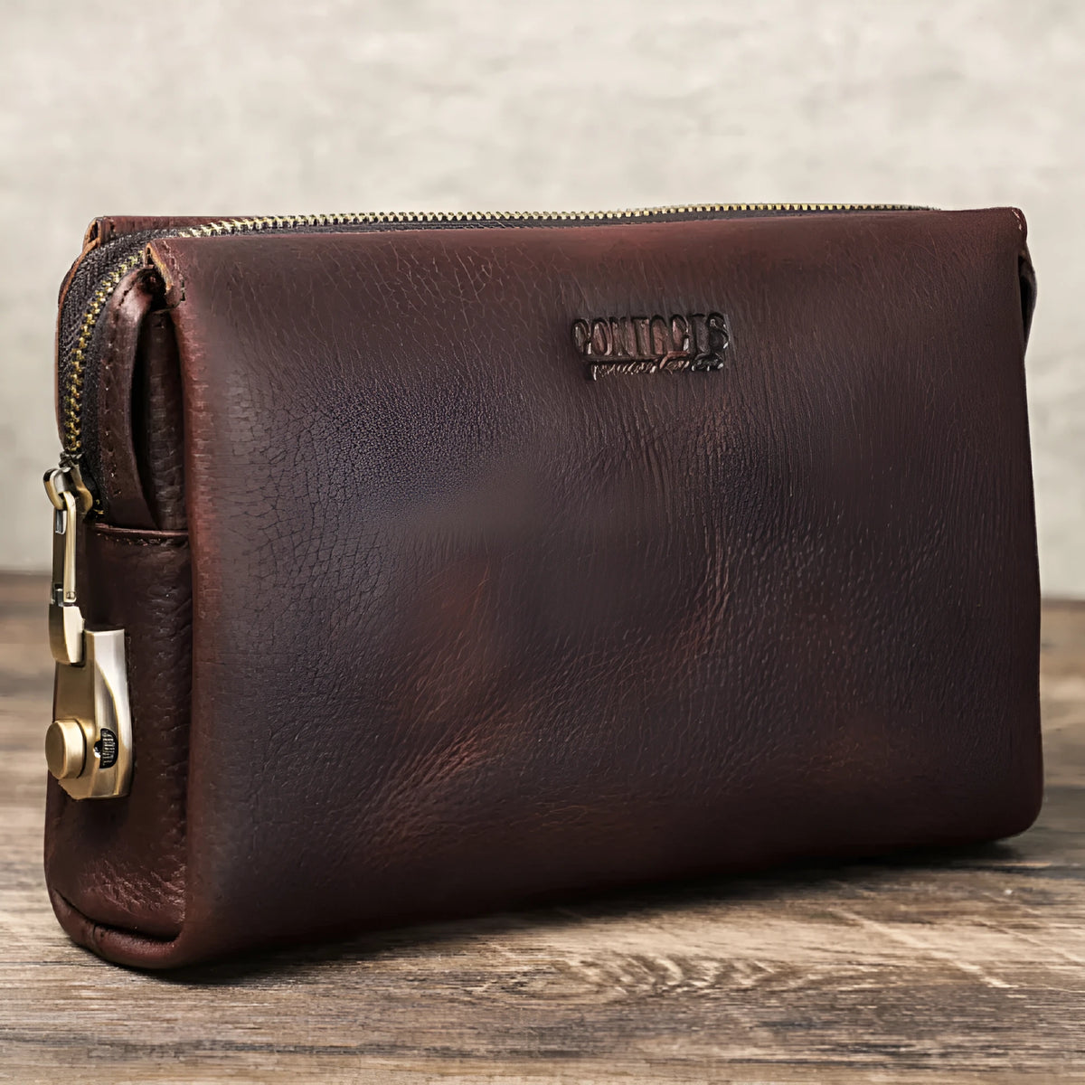 Black Angel first layer cowhide leather men's wallet in black or coffee with anti-theft function