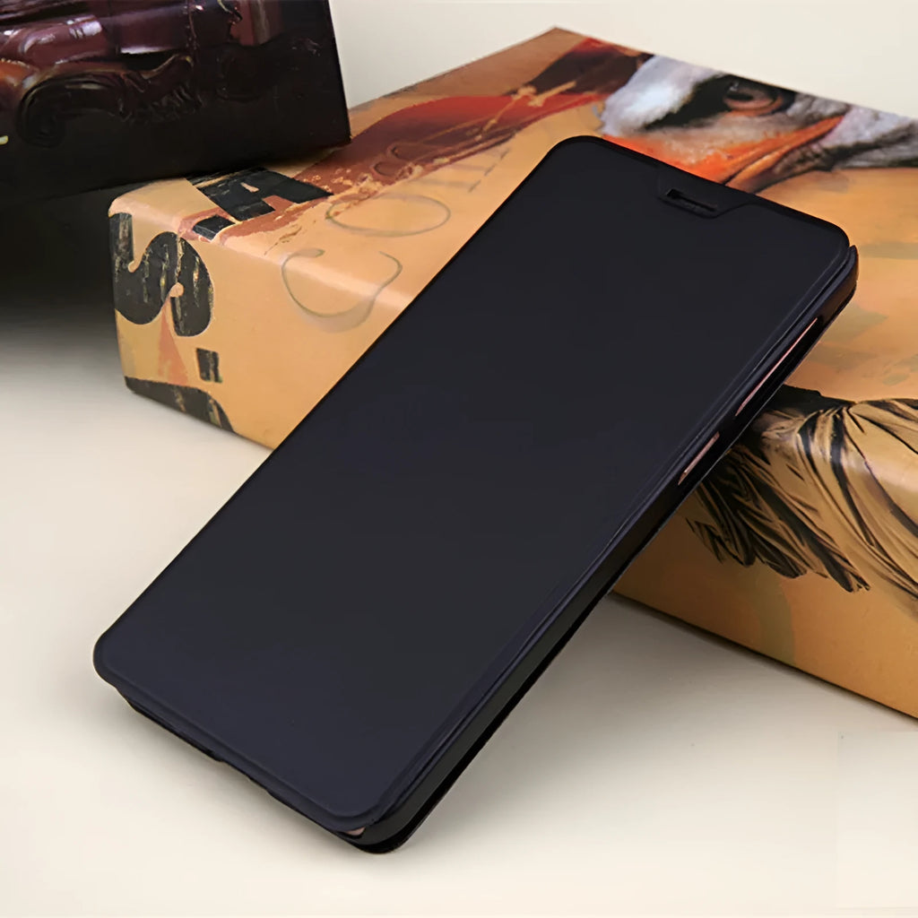 Black Xiaomi flip phone case in imitation leather for Mi series