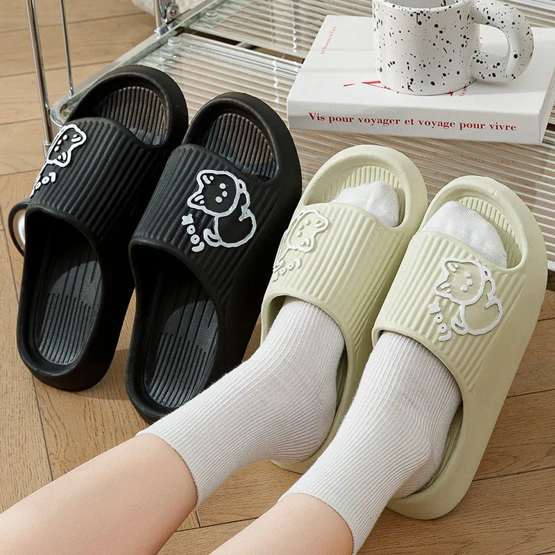 EVA cat platform slippers in various colours showing thick sole and flip-flop design