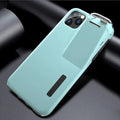 Matte acrylic and silicone AirPods charging case cover with iPhone edge protection in black colour