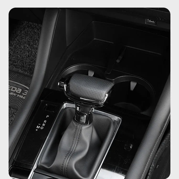 Genuine leather gear shift knob decoration for car interior in black colour