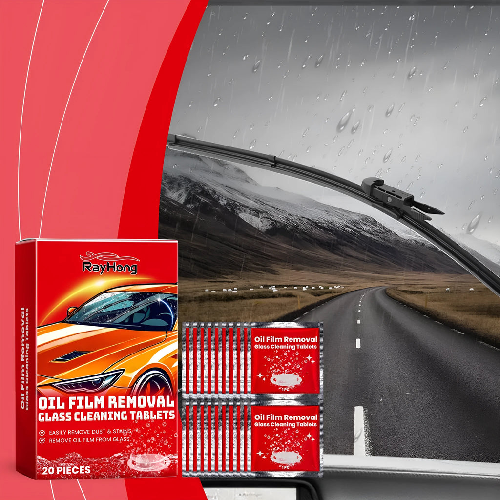 Windshield cleaning effervescent tablets, 20-piece pack, 6x6cm, for car windows