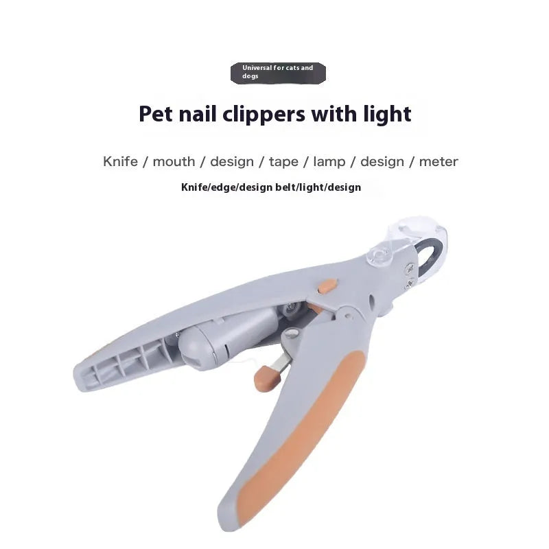 Light-up pet nail trimmer with blood line imitation system on blister card packaging