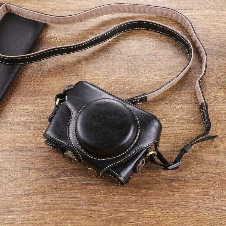 Imitation leather crossbody card camera bag in black with wear-resistant anti-seismic protection for home storage