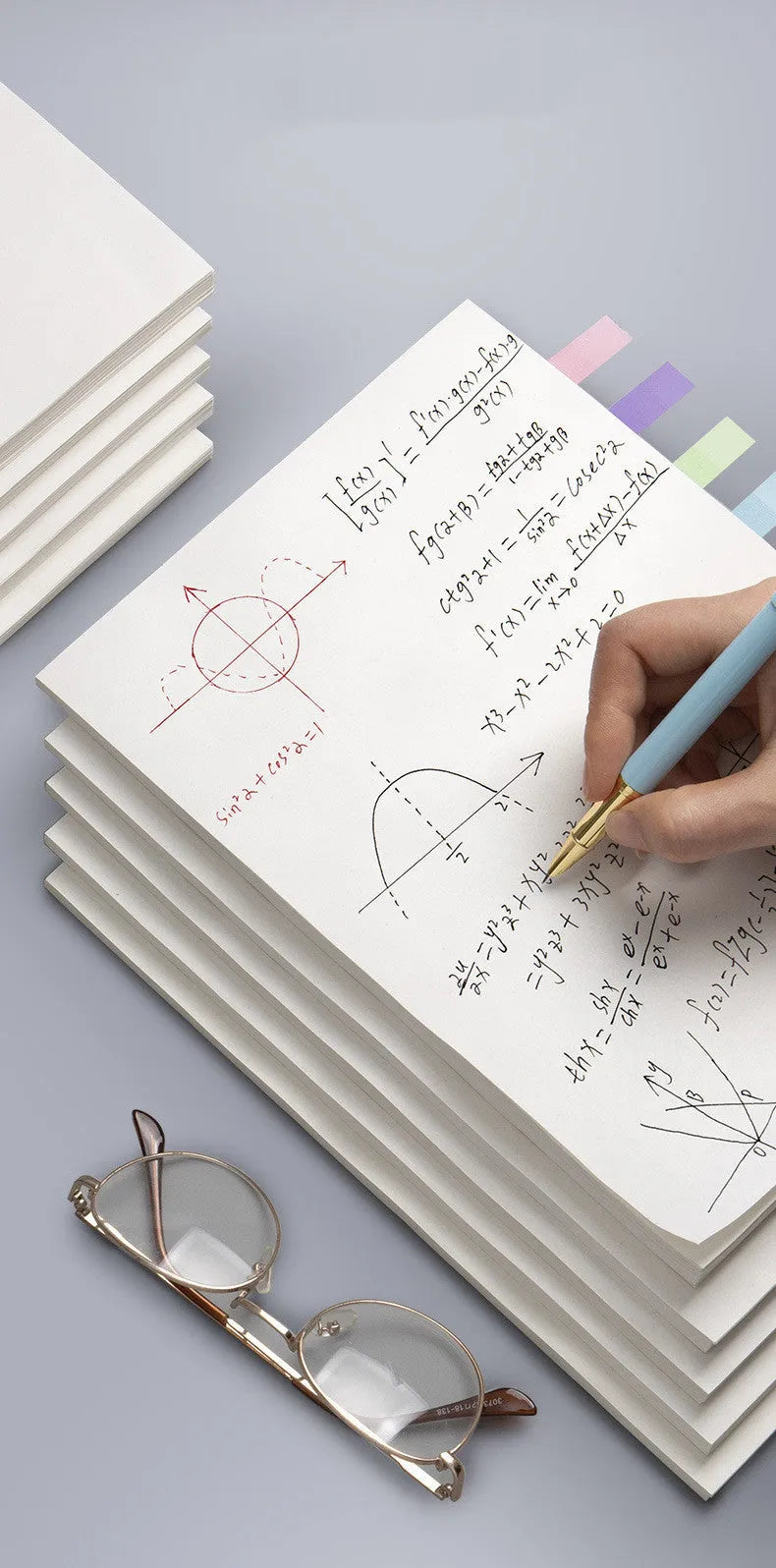Blank draft book with eye protection paper for calculus and mathematics notes