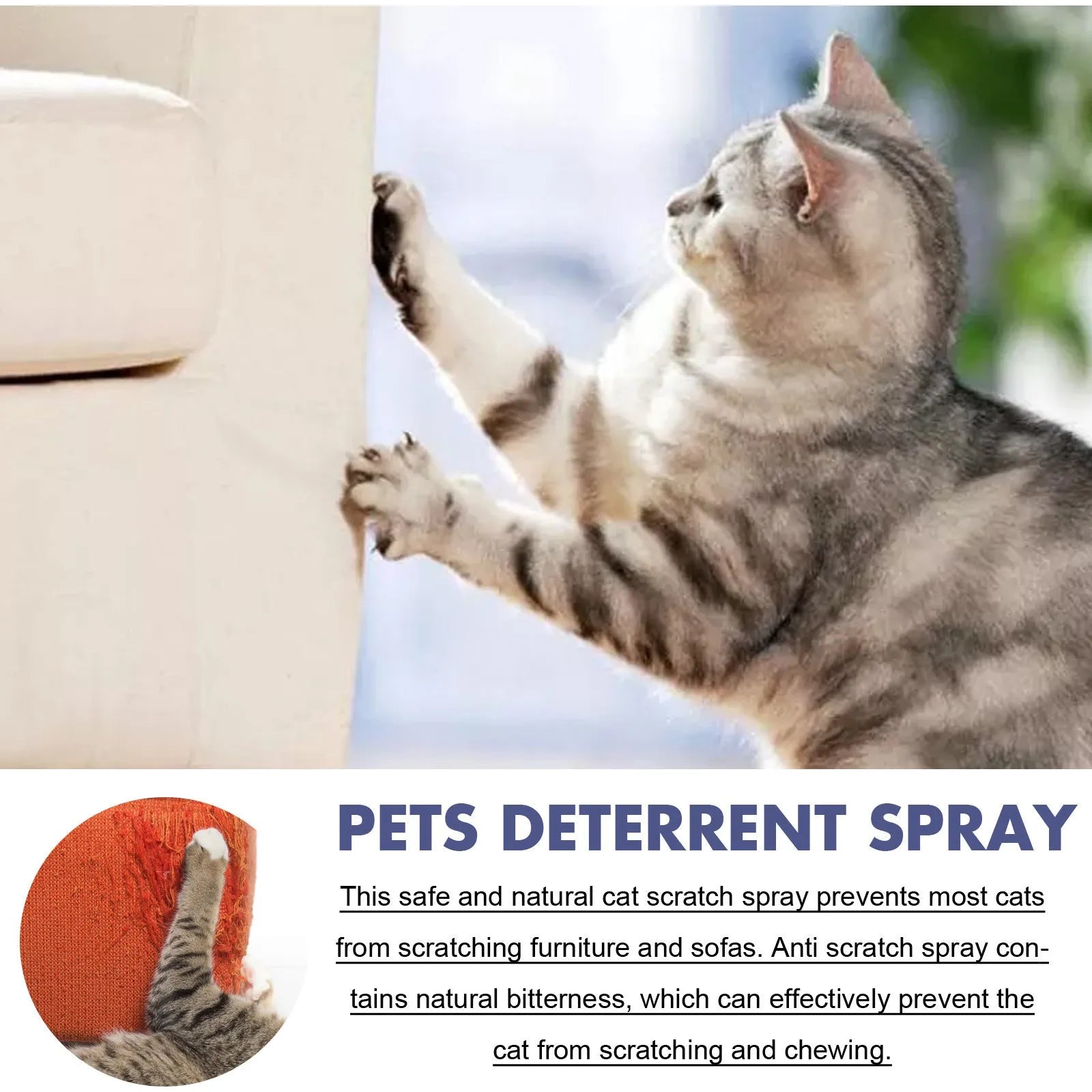 50ml pet deterrent spray bottle for restricting animal access and protecting furniture