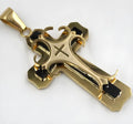 Stainless steel cross pendant necklace with three layer stereoscopic design for mature men