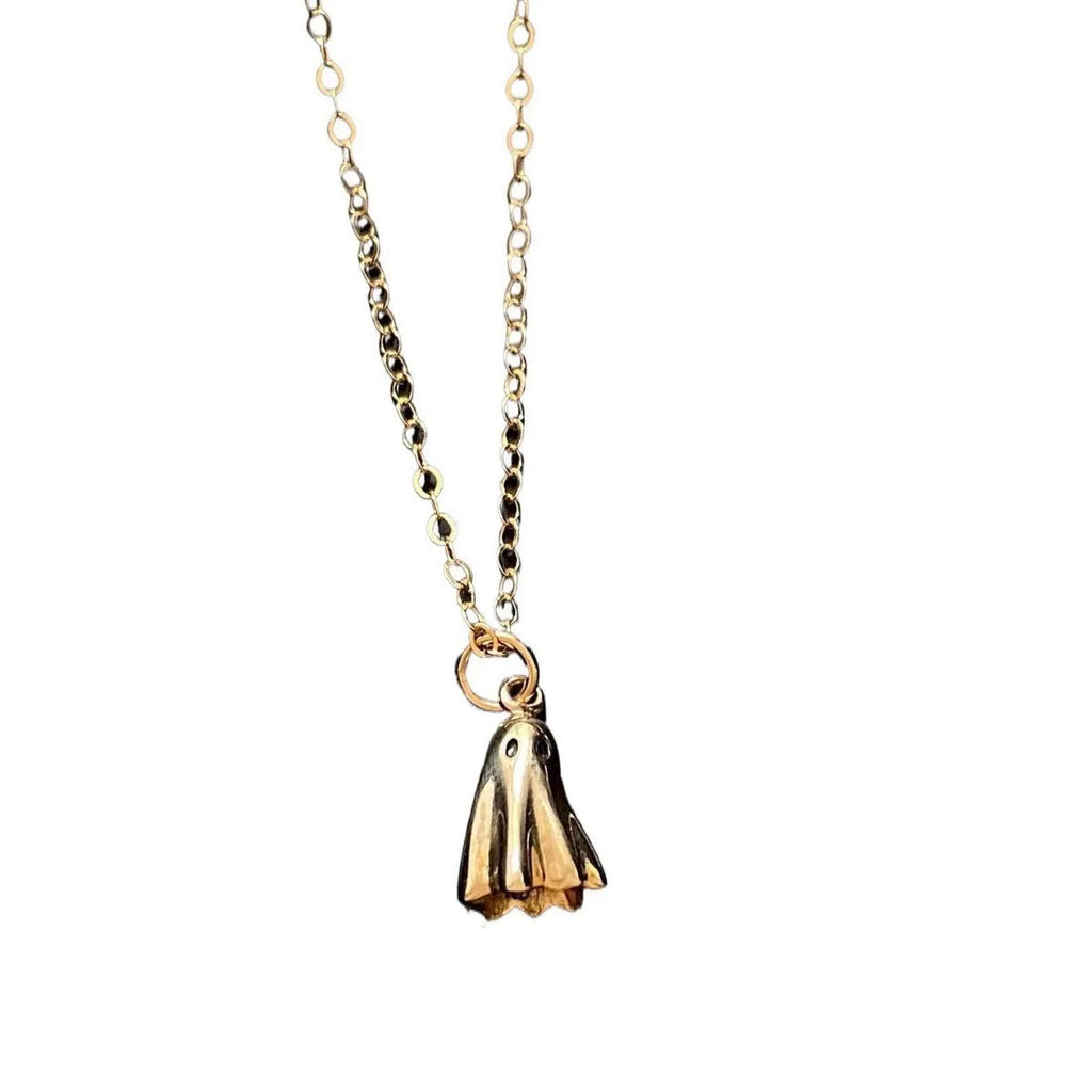 Ghost design pendant necklace on a twisted stainless steel chain with titanium steel pendant.
