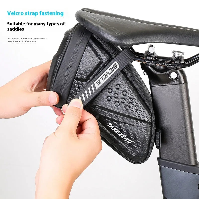 Black 1L bicycle saddle bag for mountain bike with fixture and fitting, tail bag for small tools