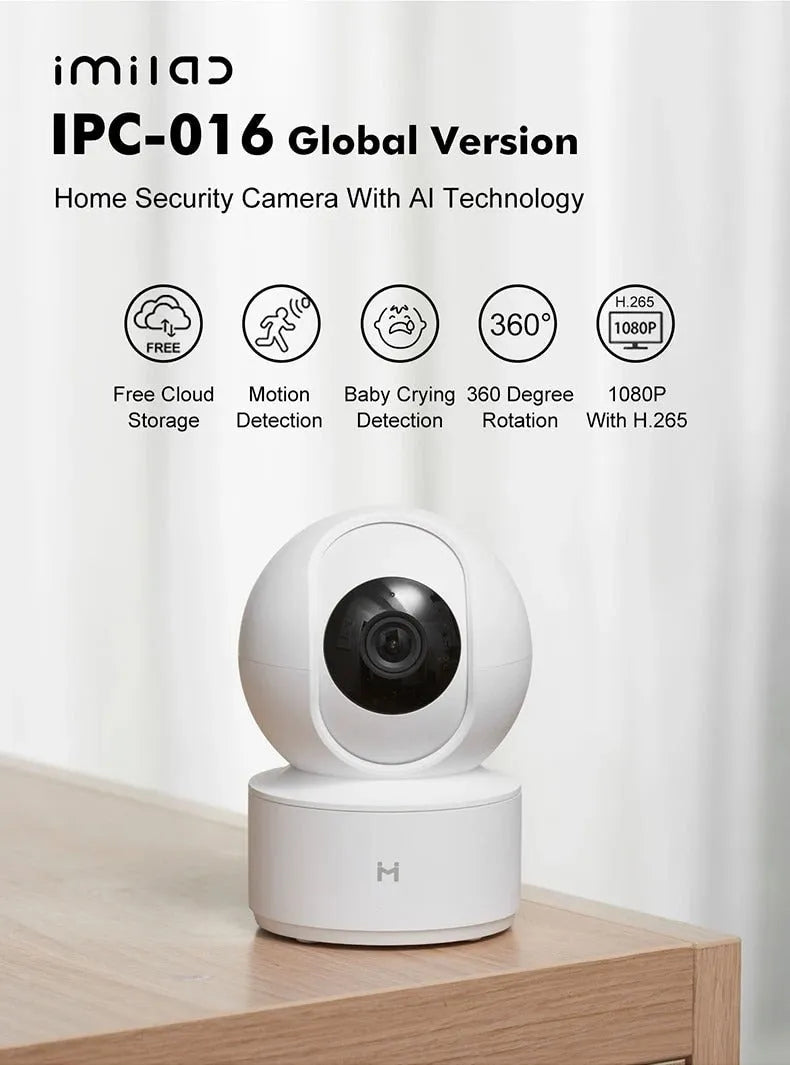White Xiaobai smart security camera with 1080p HD resolution and 110-degree wide-angle lens