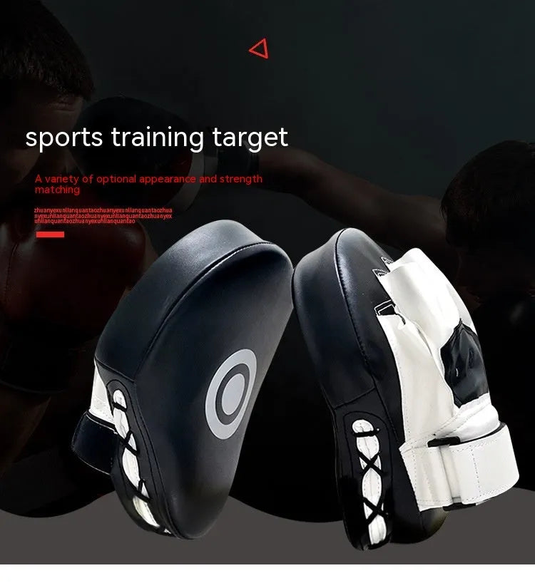Black and white vertical boxing target pad, 24x20x5cm, PU material for martial arts striking practice.