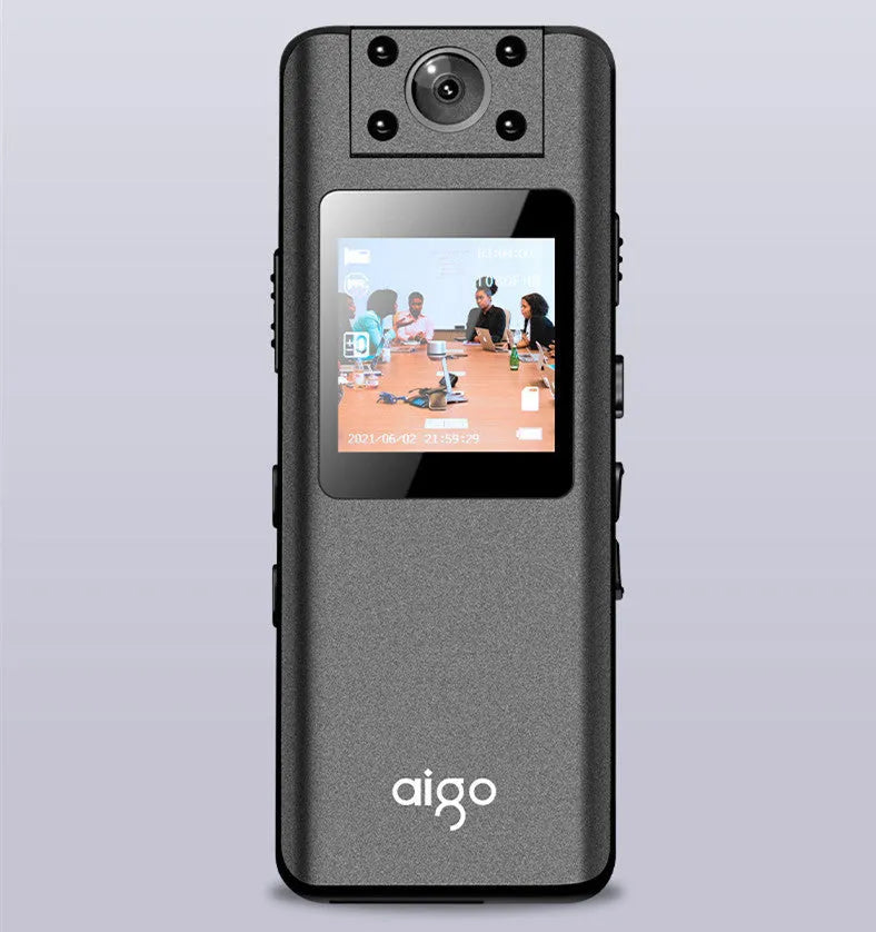 DSJ-S11 black body worn camera showing front lens, display screen, and magnetic mount on a uniform.