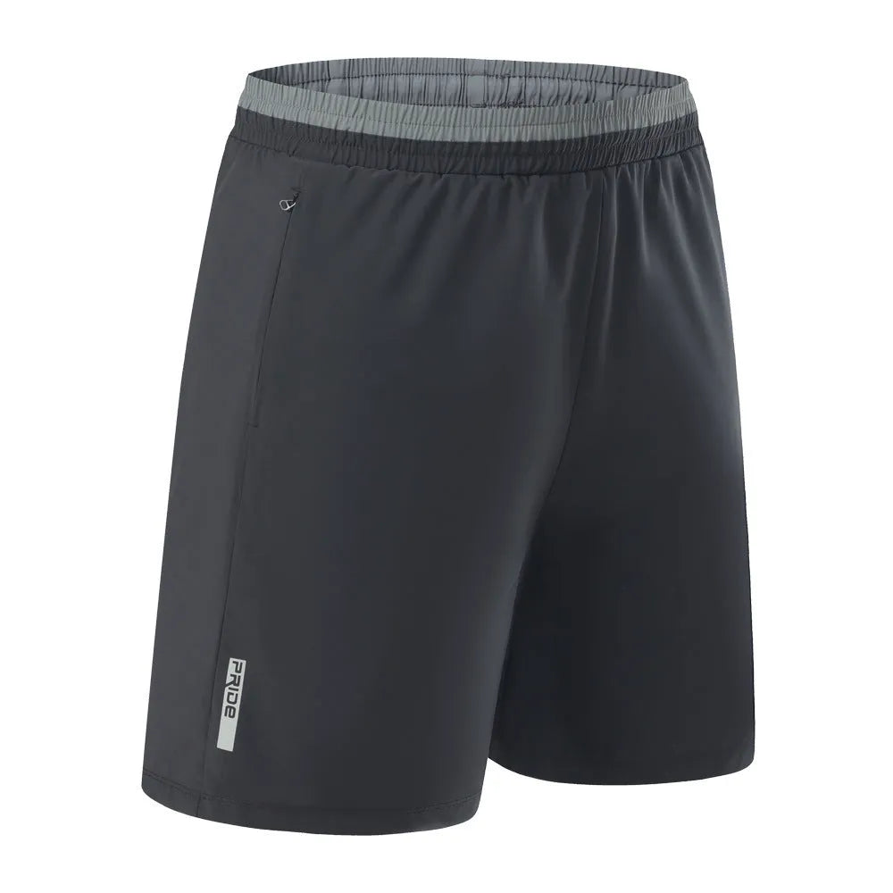 Men's loose grey cropped workout pants with quick-drying Ice Silk fabric for running and sport