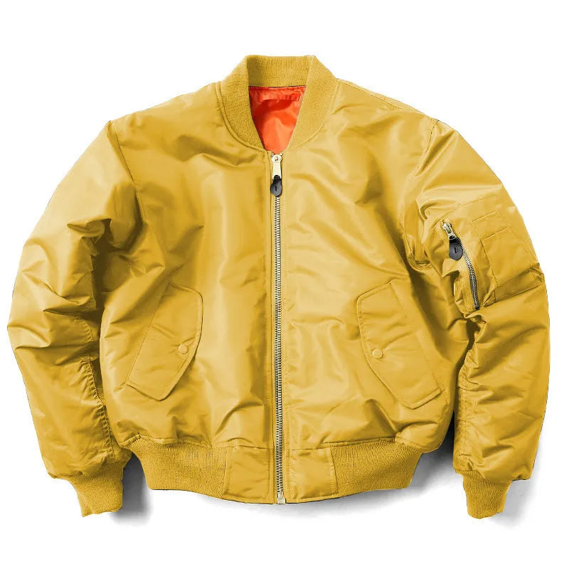 Men's American workwear-style cotton-padded nylon jacket in Army Green colour, loose fit.