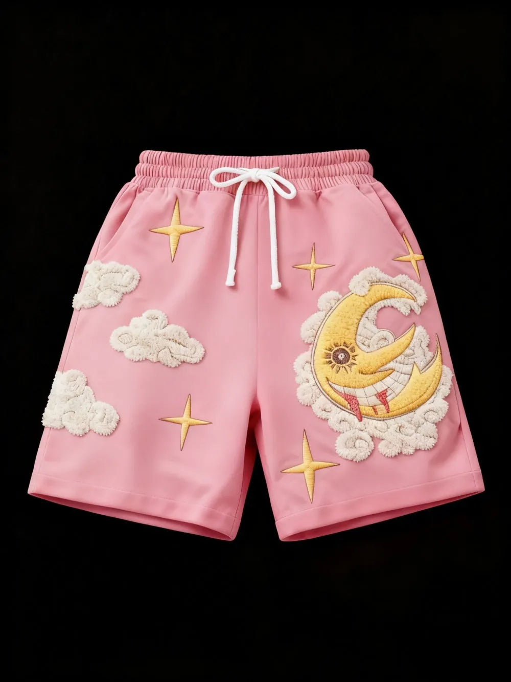 Retro plus size loose sports shorts in pink or green, knee length, sizes M to 3XL