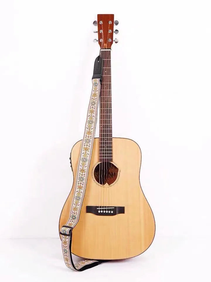 Embroidered guitar strap, adjustable 135-150cm, 5cm wide, thicker 1.8-2.0mm webbing, style S113 A