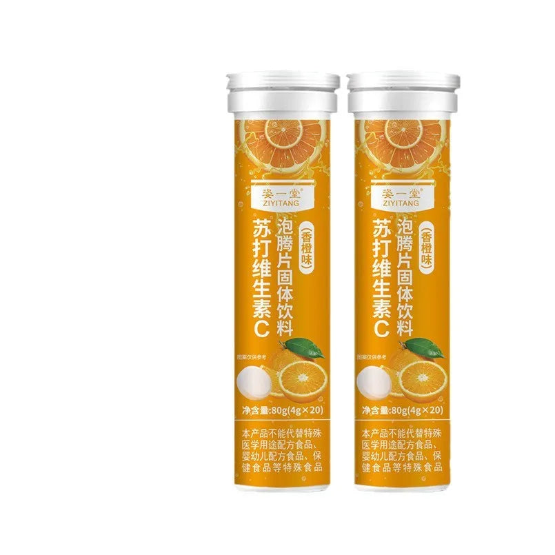 Bottle of orange-flavoured soda VC effervescent tablets, 4g x 20 pieces, solid beverage