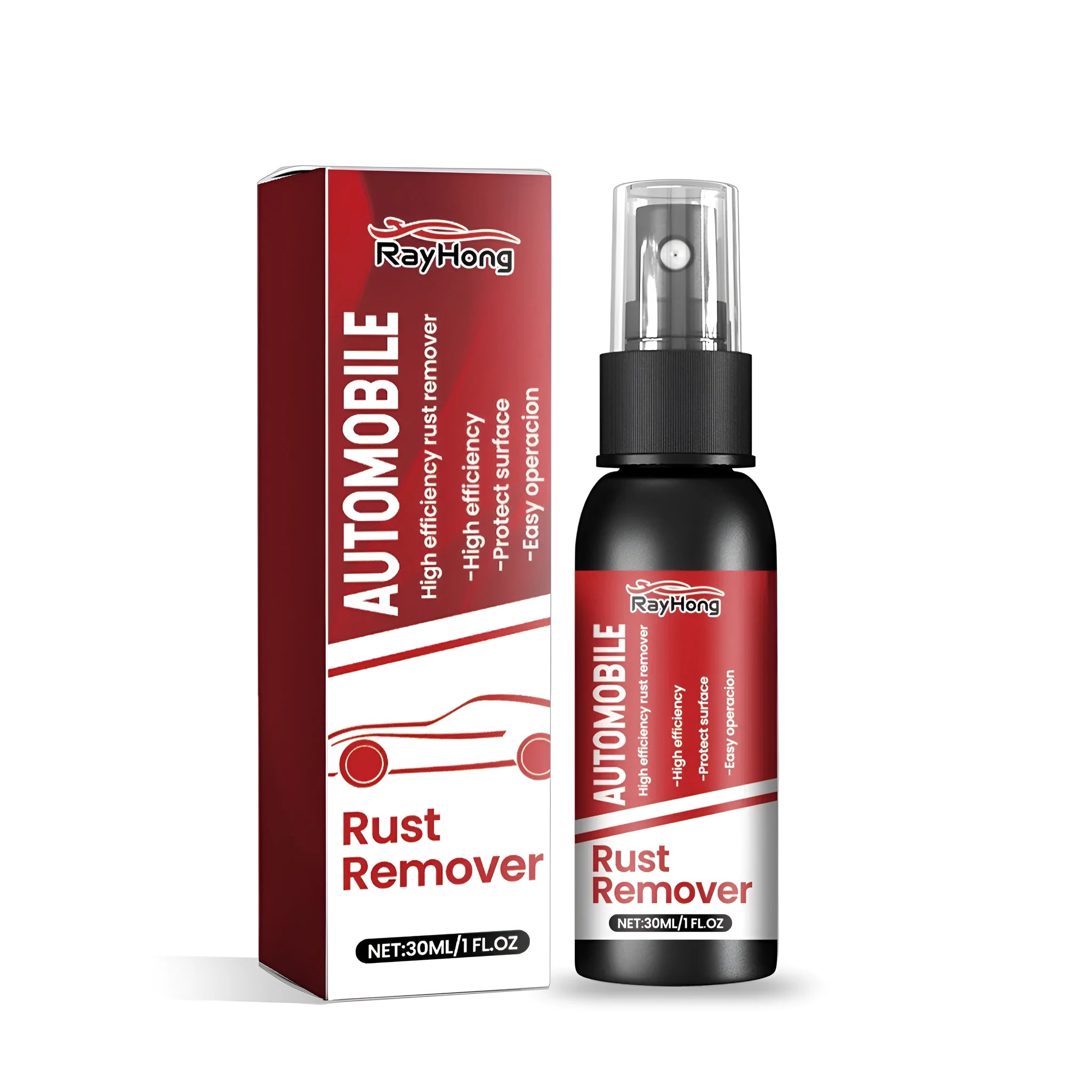 Automobile rust remover liquid bottle measuring 3cm with citric acid formula for vehicle panel treatment