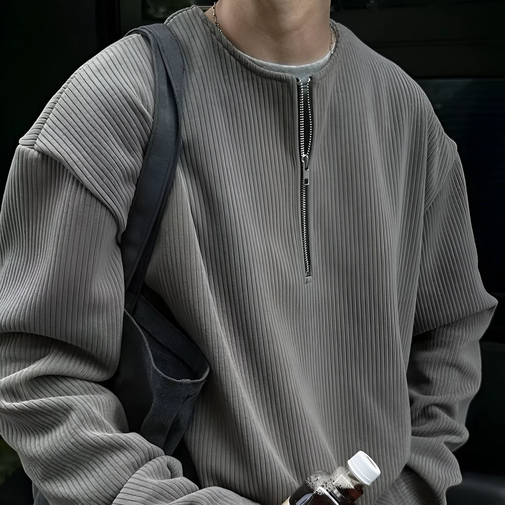 Solid colour women's pullover top with long sleeves in grey, black, or apricot for spring layering
