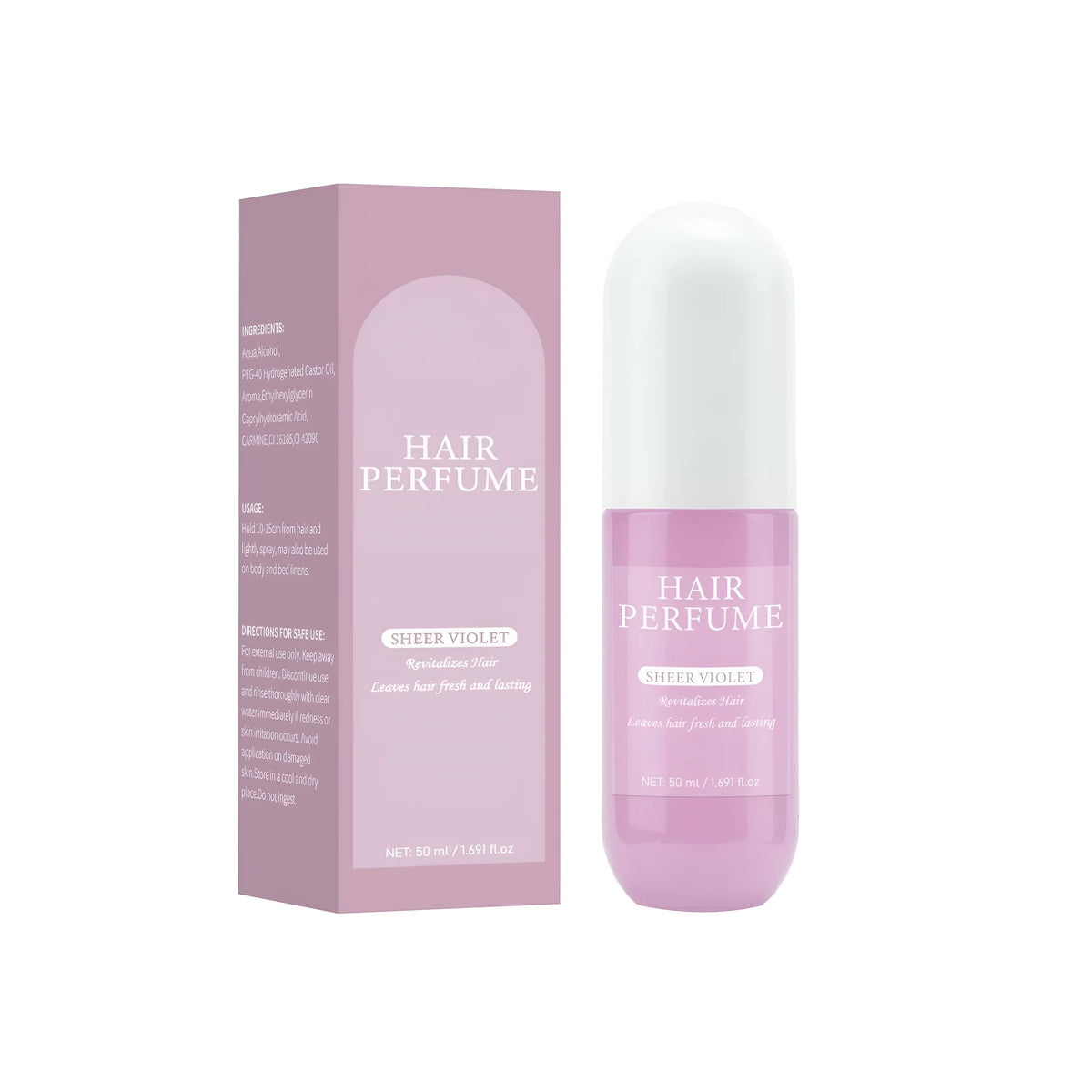 Violet hair perfume spray 50ml with fine mist nozzle