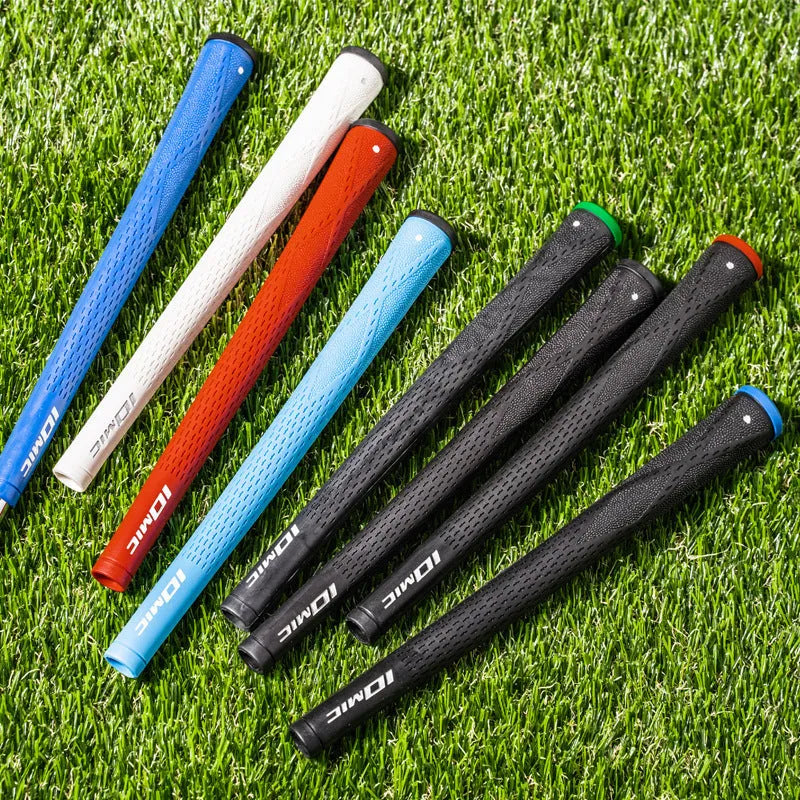 Single TPE golf club grip in red colour, showing textured non-slip surface and tapered shape.