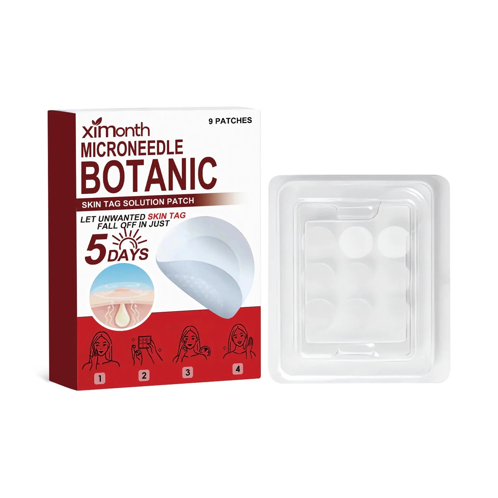 Skin nursing adhesive bandage 7.3x7.3cm with nicotinamide and hyaluronic acid, pack of 9 patches