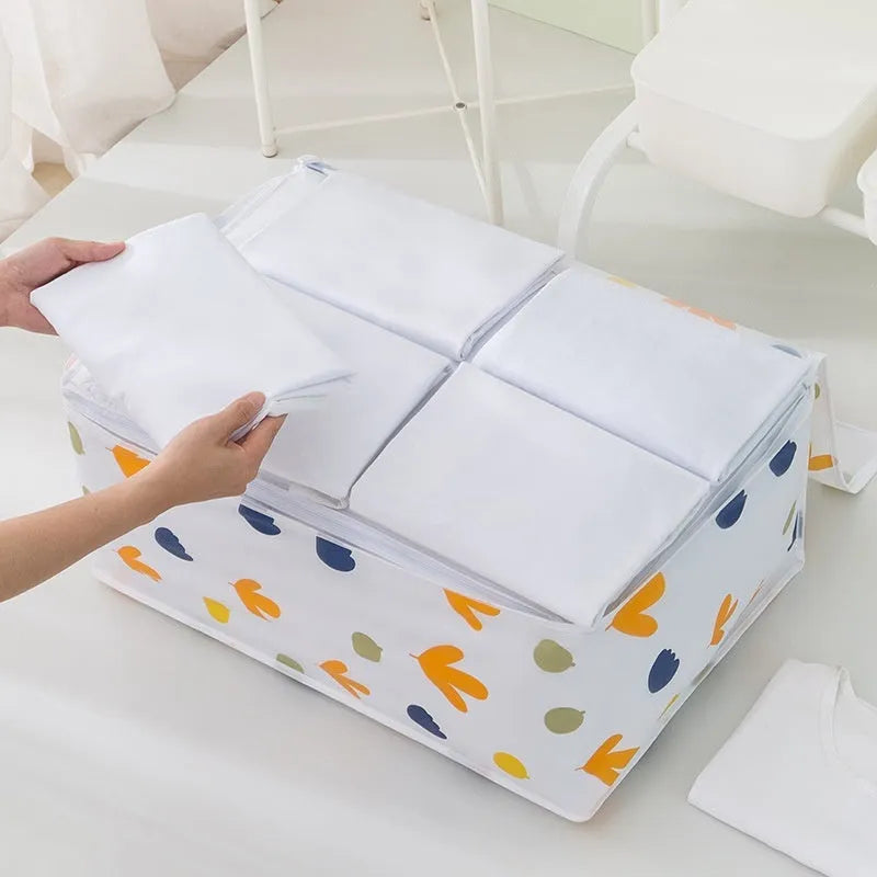PEVA dustproof quilt storage bag with cube shape, available in small medium or large sizes
