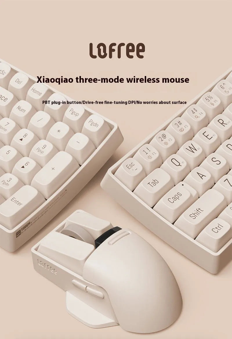 Xiaoqiao Tofu coloured ergonomic wireless mouse with seven buttons and a scroll wheel.