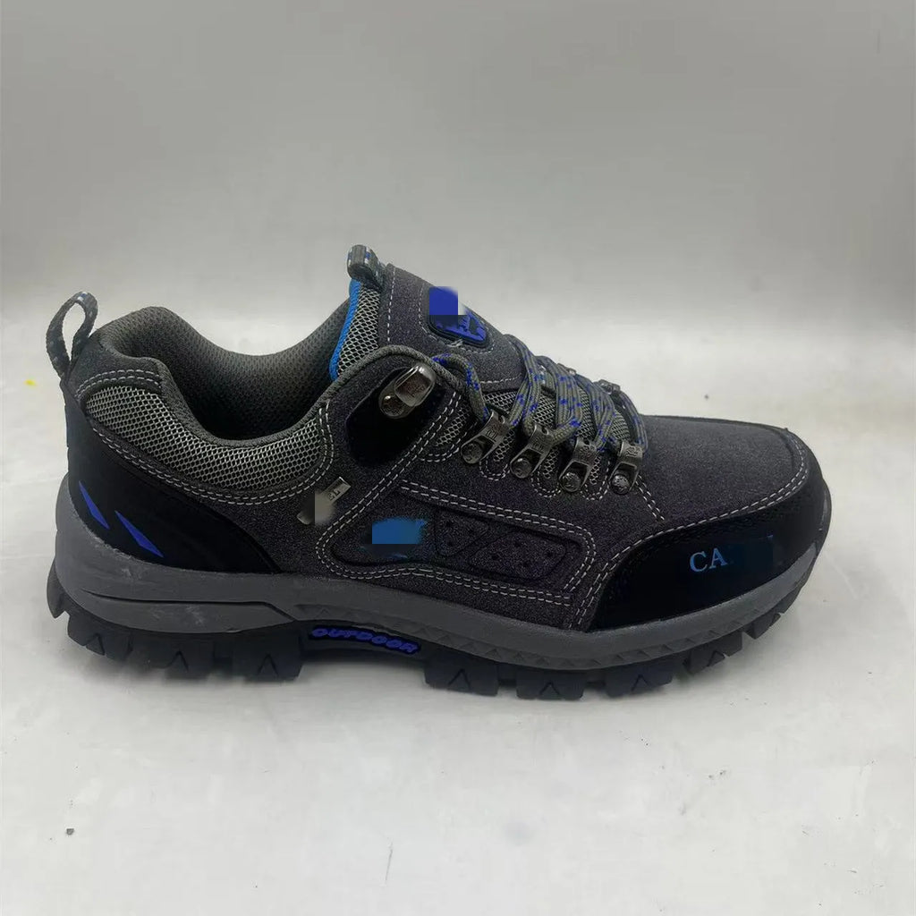 Men's hiking shoes non-slip rubber sole synthetic leather upper low top Black and Red colour autumn outdoor