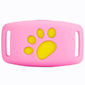 A compact black and yellow waterproof GPS tracker for pets, shown with a dog collar.