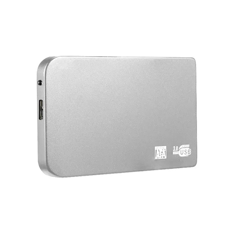 USB 3.0 solid state mobile hard drive with metal shell in black, blue, red, and silver colour options.