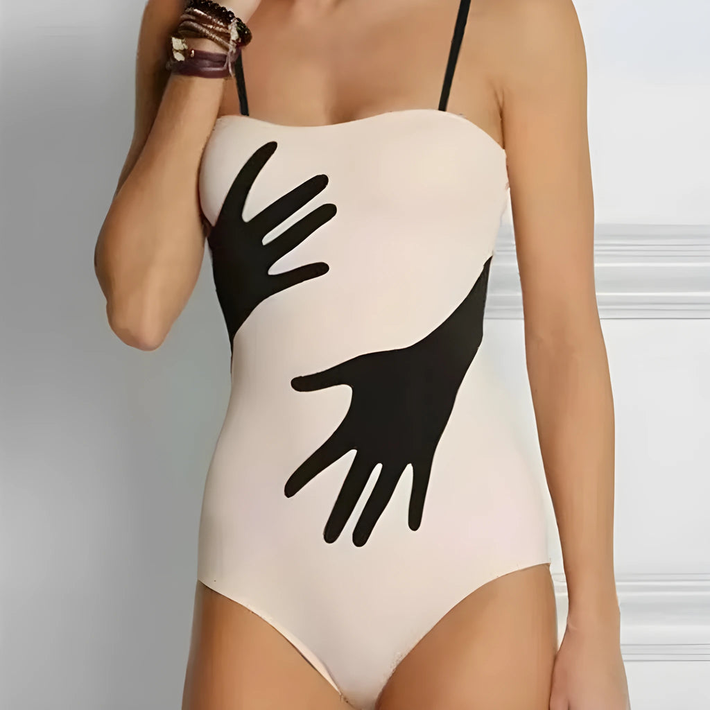 Women's one-piece bikini swimwear in polyester fabric for beach holidays