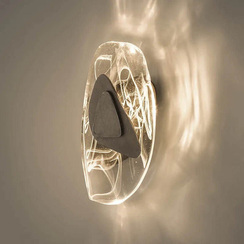 Luxury atmospheric ice block crystal wall lamp with black finish and LED light source