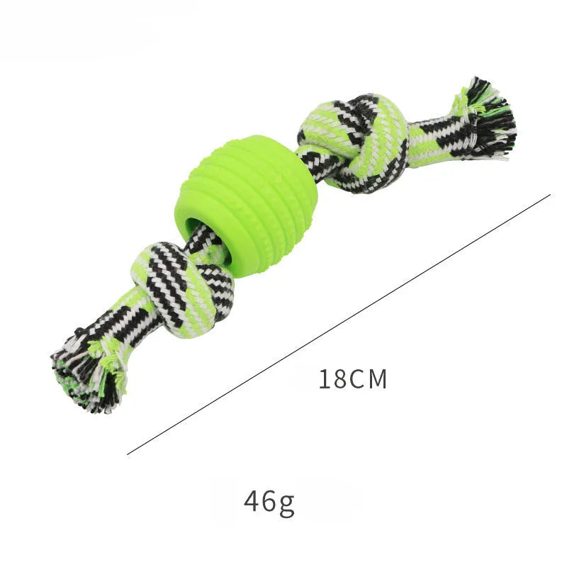 Blue dog chew toy with rope texture for cleaning teeth and protecting oral health.