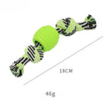 Blue dog chew toy with rope texture for cleaning teeth and protecting oral health.