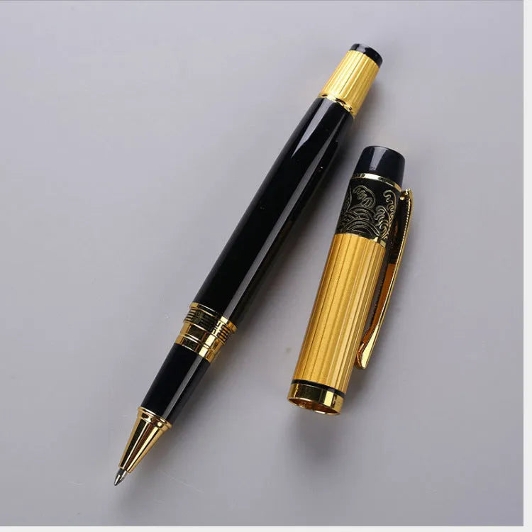 Patterned Orb metal fountain pen black with iridium nib and built-in rotating ink system