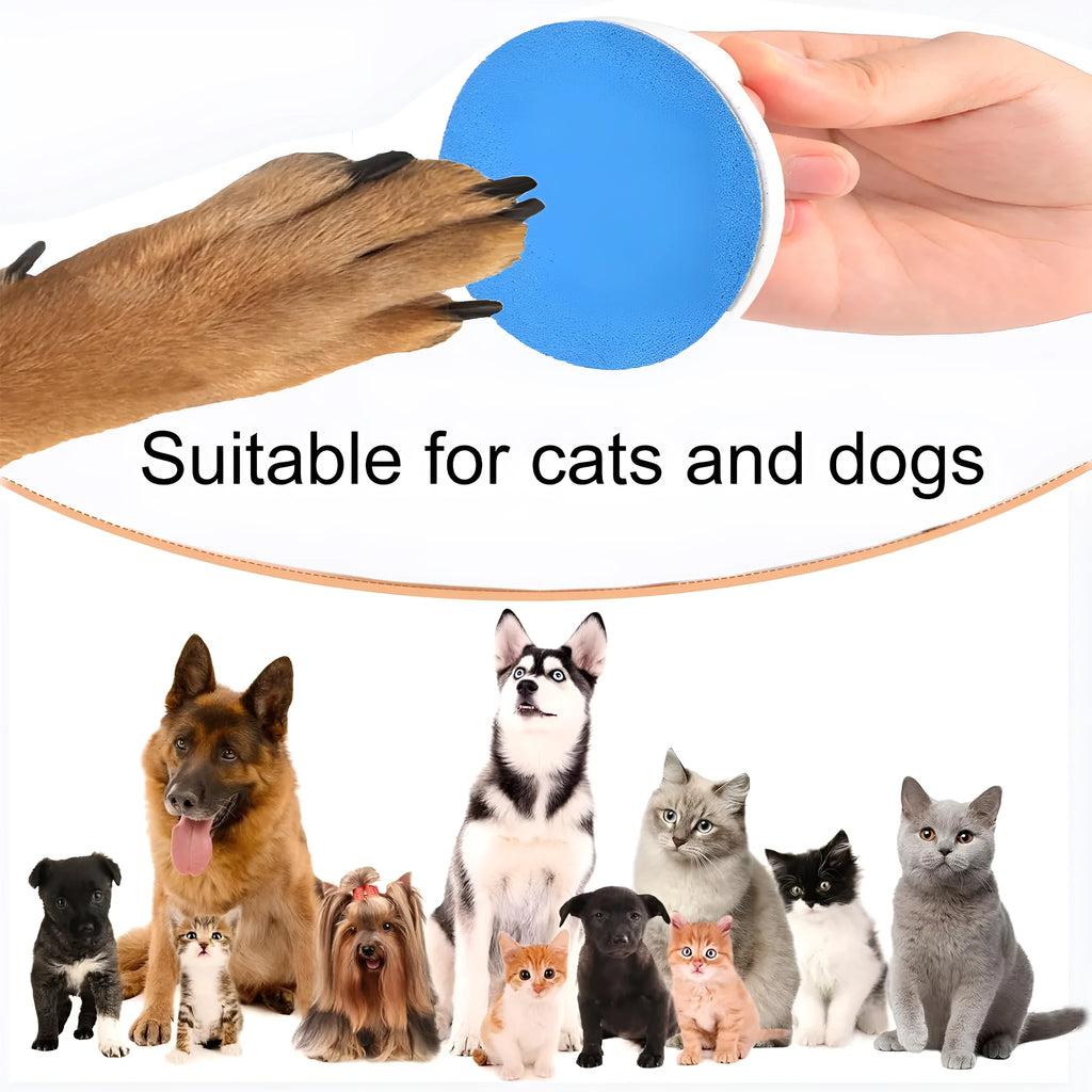 Square dog nail scratch board with ergonomic handle in choice of colours: black, blue, green, or yellow.