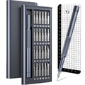 25-in-one precision screwdriver set with magnetic tip and knurled black handle, 110mm long.