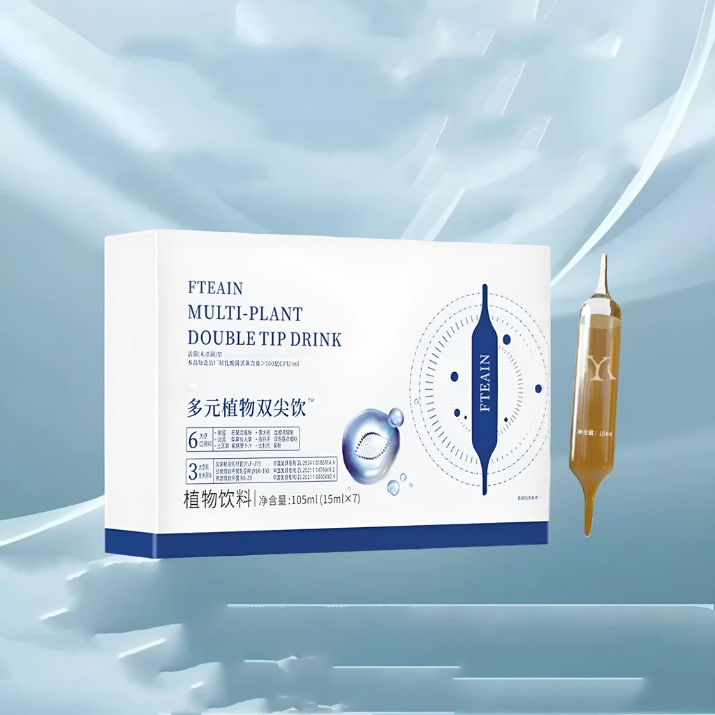 Multi-Element Plant Double Tip Drink Collagen Liquid 105ml box with seven 15ml single-serving sachets