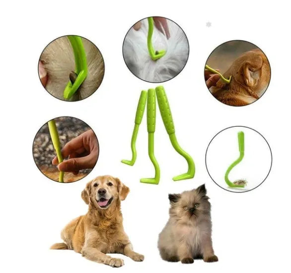 Blue plastic flea tick extractor for removing ticks and fleas from pets, shown on a white background