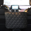 Rhinestone car storage bag in Star colour, PU leather between-seat organiser, sizes 18x10x21cm and 38x28x12cm