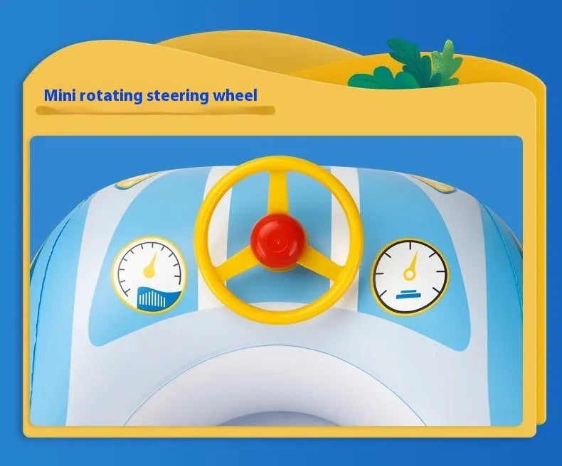 Children's inflatable swimming ring with cartoon sports car boat pattern for swimming