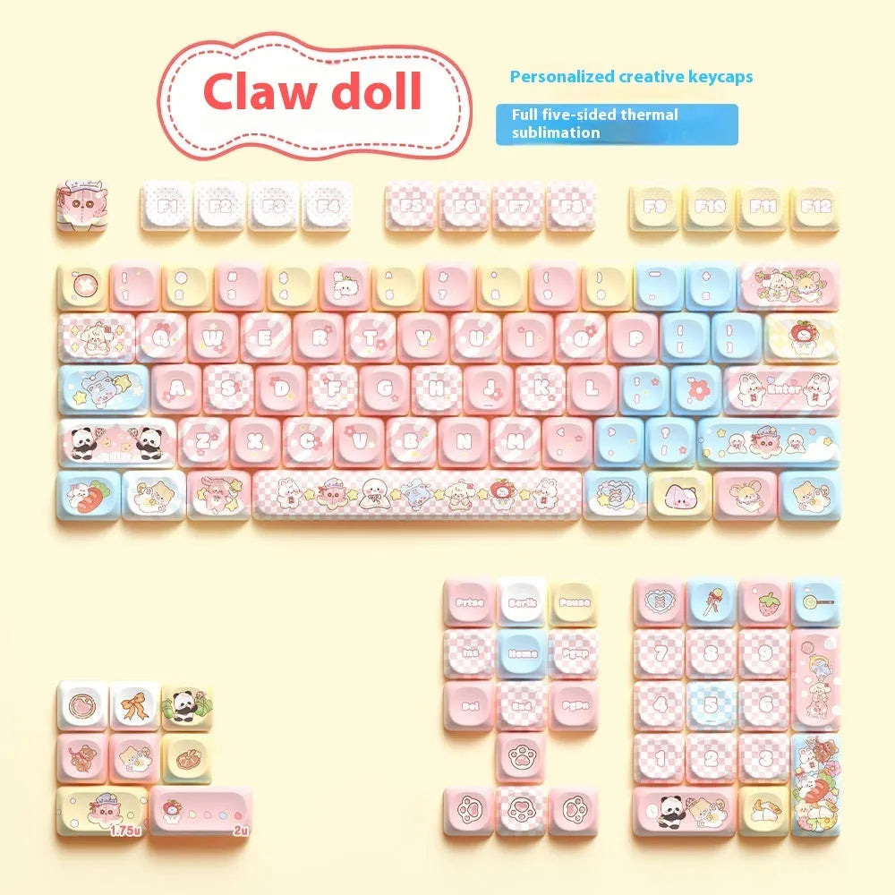 Doll design mechanical keyboard key cap set with sublimation printing in boxed packaging