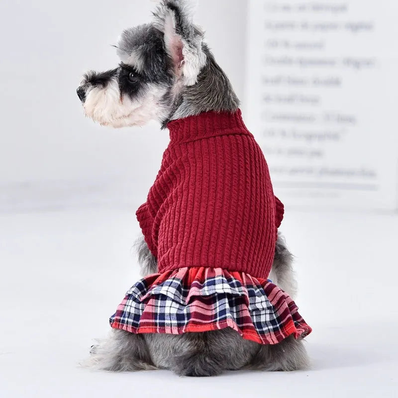 Princess-style dog dress in red for small to medium breeds Teddy and Bichon Frise, side view