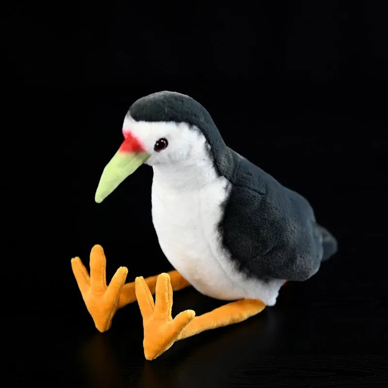 White-bellied rail plush toy 27cm polyester realistic white-faced rail doll on white background