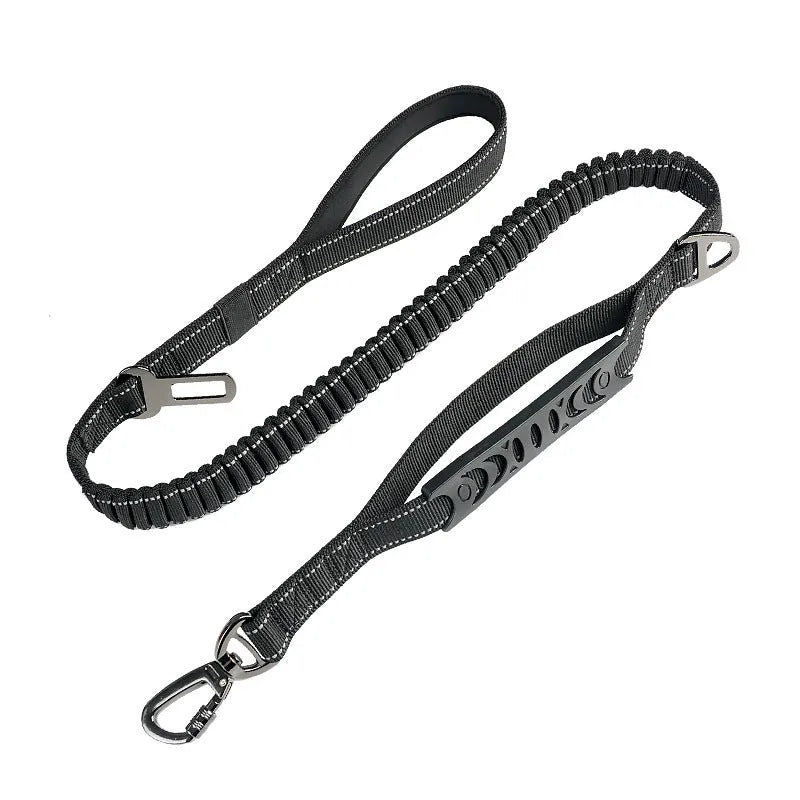 Retractable dog lead with hand-holding rope buffer and reflective traction belt in three colour options