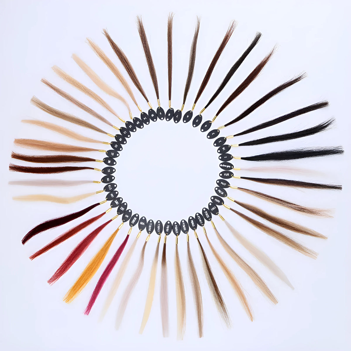 Hand-woven human hair colour board for hairdressing, available in 31, 42 or 48 colours