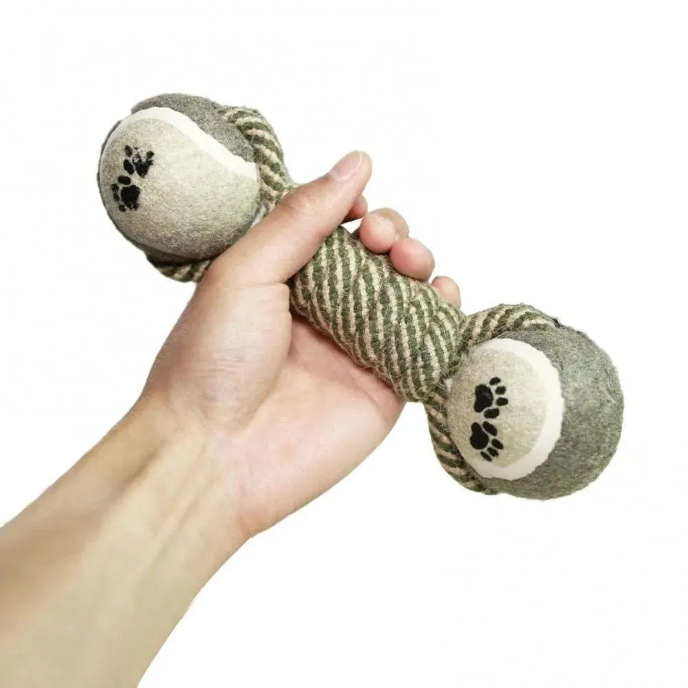 Grey cotton rope knot dog chew toy, 21cm x 6cm, 200g, for medium and large dogs