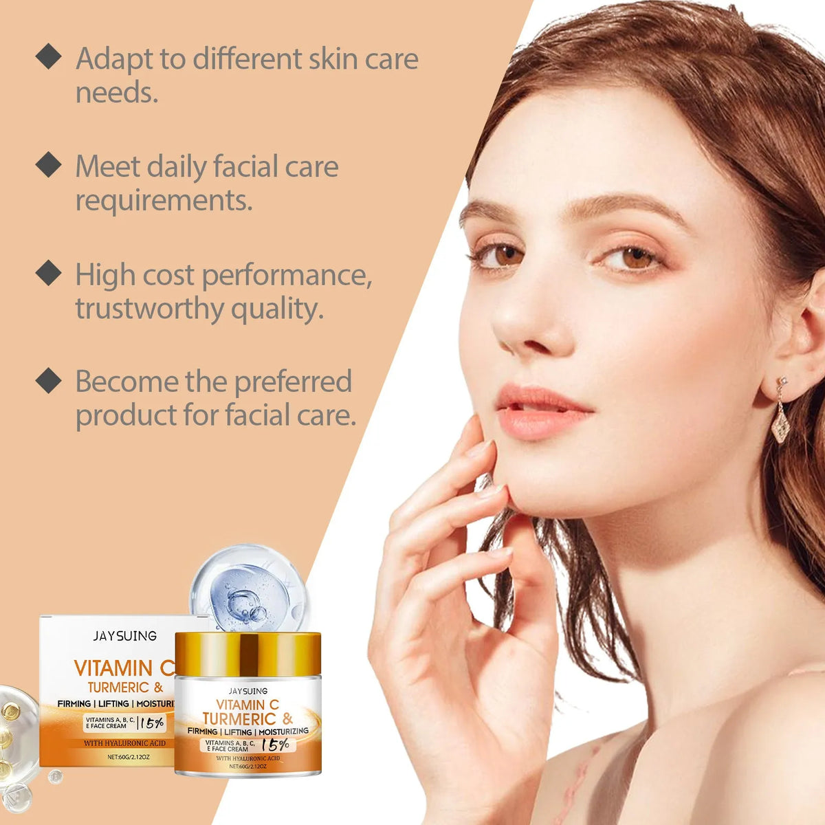 60g jar of Firming and Rejuvenation Lifting Neck Cream with vitamin C, retinol, and hyaluronic acid